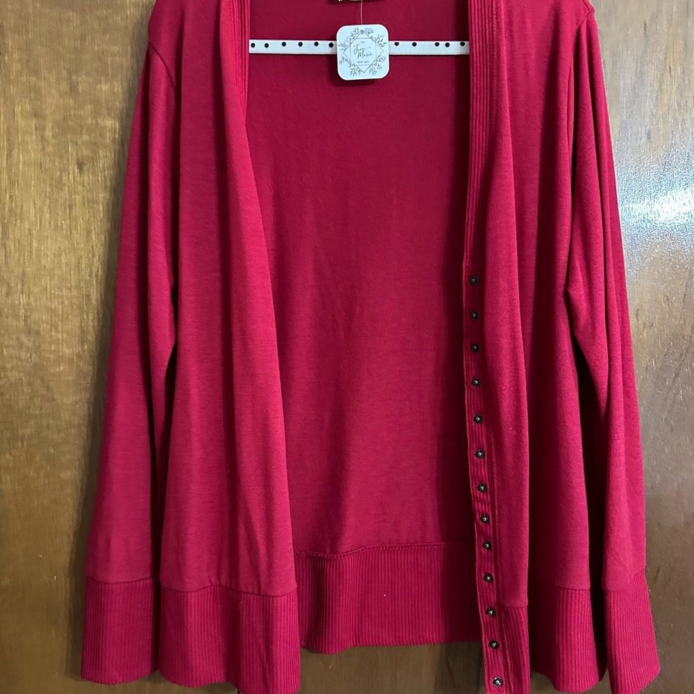 Zenana Outfitters Red Open Front Cardigan